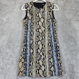 French Connection Dress Womens 6 Multicolor Snake Print Shift Party Cocktail